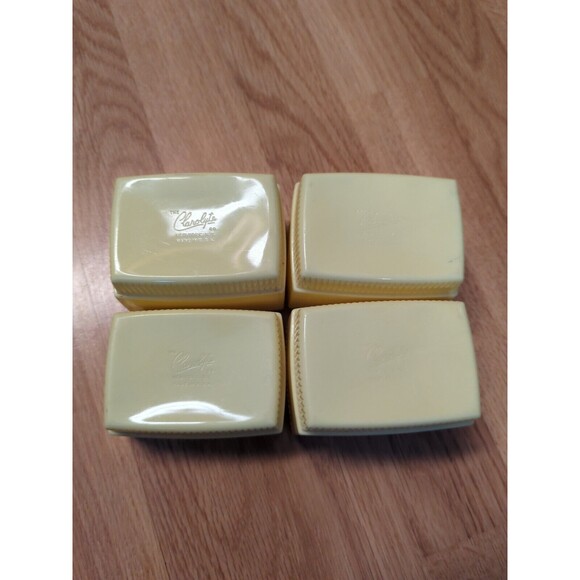 Clarolyte Plastic Baby Caddy Vanity Set Yellow Vintage Lotion Swabs Cotton Pins - Picture 4 of 9